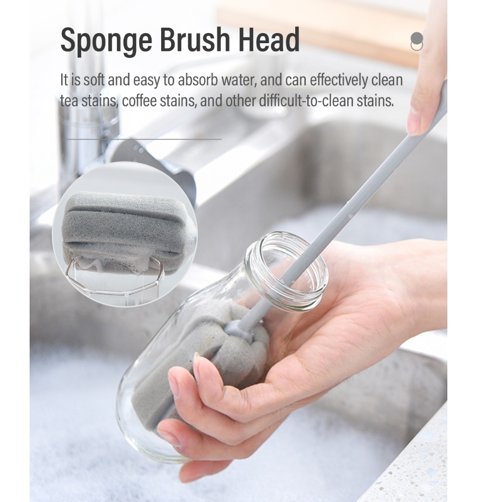 PP Short Handle Sponge Bottle Brush-6